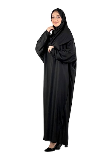 Zarif Namaz Elbisesi Ve Türban Tesbih Set Tesettür Şal Müslüman Kıyafetleri Abaya - Siyah Siyah