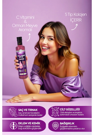 Zühre Ana 5 Tip Hidrolize Kolajen Peptit İçeren Collagen Şurubu 250 ML