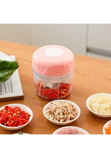 Elektrik Sarımsak Basın Kırıcı Mutfak Pişirme Et Öğütücü Mini Gıda Sebze Kıyıcı Somun Meyve Soğan Pembe Açık Mavi