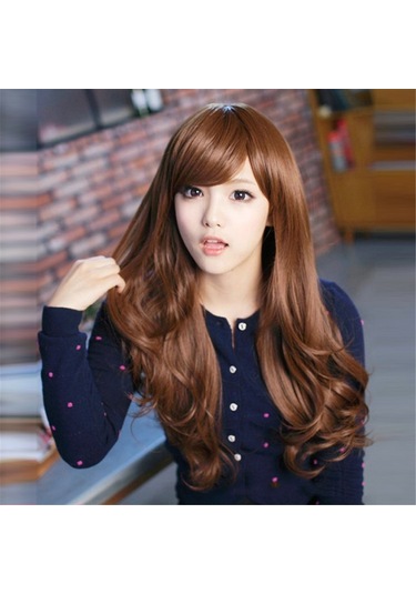 Lebıhmurah Wg409 Brown Uzun Kıvırcık Dalgalanma Kadın Sentetik Tam Kafa Saç Cosplay Peruk Patlama Peruk Cosplay-