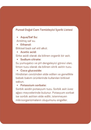 Pureal Doğal Cam Temizleyici 500 Ml Tekli