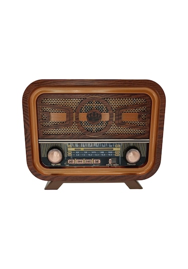Radyo Retro Ceviz Bluetooth Hoparlör Tf Kart Şarjlı Led N1b2
