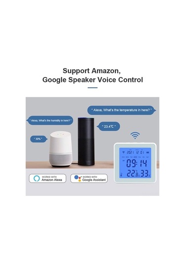Besthome1 Akıllı Wifi Sıcaklık-nem Sensörü - Tuya Kontrol, Lcd Ekran, Yüksek Hassasiyet, Değiştirilebilir Sensör