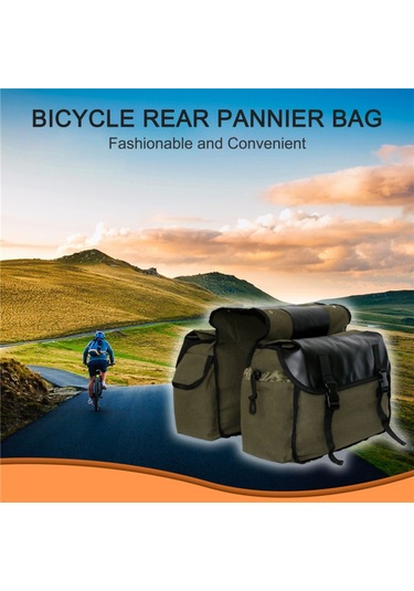 Hombey Açık Hava Çantası Motosiklet Büyük Kapasiteli Eyer Çantası Motosiklet Sürüş Seyahat Tuval Su Geçir Asker Yeşili