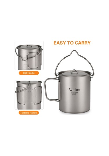 Dancemonkey Aomiun 750ml Titanyum Su Bardağı - Kapaklı, Katlanır Saplı, Kamp Ve Piknik İçin Çok Renkli
