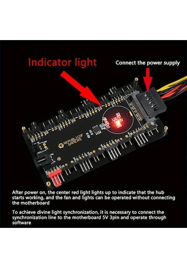 Xuweiwei Siyah Çift 8 Portlu 5v 3 Pin Pwm Sicaklik Kontrol Argb Fan Hub Usb Güç Kaynakli 36v Yapışkan Montaj Argb Aydınlatma Sistemleri