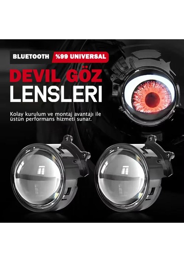 Otomobil Motosiklet Far Lensi Animasyonlu Göz Hareketli Wifi 3 Inch Ambiyans Aydınlatma 2 Adet