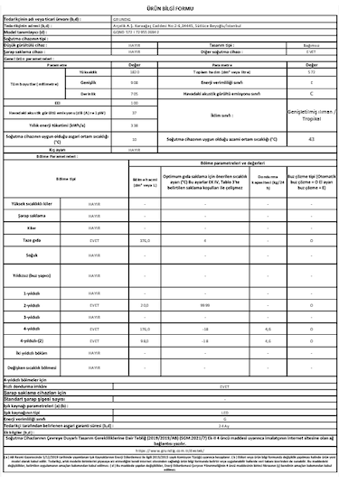 Grundig GQND 572 I 572 LT Duo No-Frost Gardırop Tipi Buzdolabı