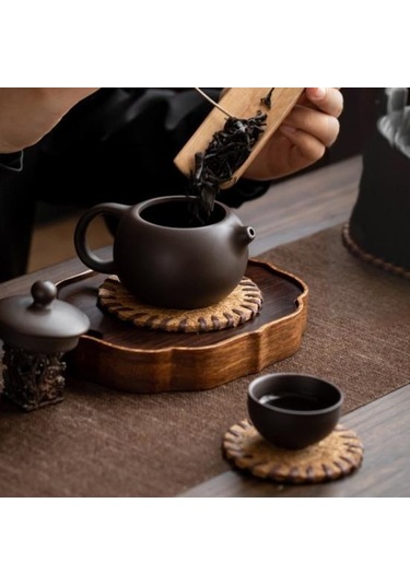 2 Adet Coaster El Yapımı Hindistan Cevizi Kahverengi Çay Mat Isıya Dayanıklı Kaymaz Yeniden Kullanılabilir Coaster Çaydanlık Ve Bardak 8cm Diğer