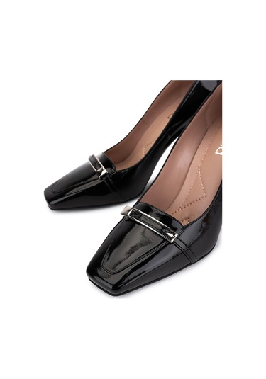 Tamer Tanca Kadın Hakiki Deri Siyah Rugan Topuklu Ayakkabı 1096 2081 Bn Ayk Sk25-26 Sıyah Rgn Siyah