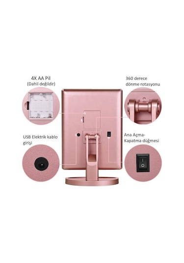 Land Of Myth Hd Zoom 24 Şerit Led Işıklı Makyaj Aynası Gold