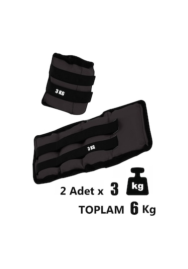 Spor Byfit 3 Kg x 2 Adet Siyah El veya Ayak Bileği Ağırlığı Siyah