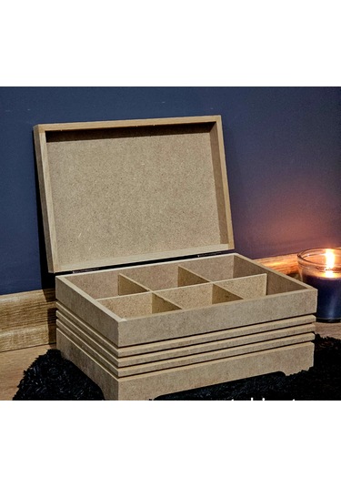 Ahşap 6 Bölmeli Küçük Boy Boy Takı Saat Aksesuar Kutusu Fitilli