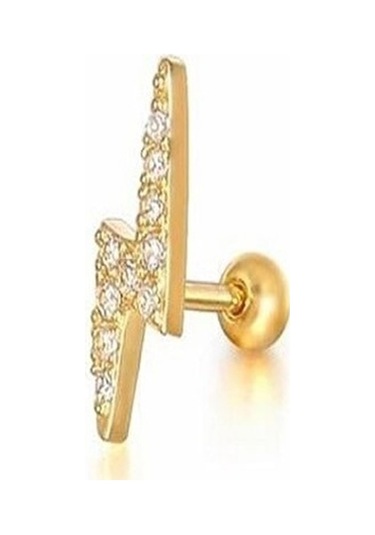 Zirkon Taşlı Şimşek Figürlü Tragus Helix Piercing Kıkırdak Küpesi 001