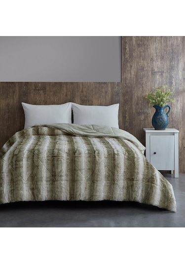 Evlen Home Kürk Yorgan Çift Kişilik Kaff Dolgulu Peluş Yumuşak Kışlık Yatak Örtüsü 1 Parça Set