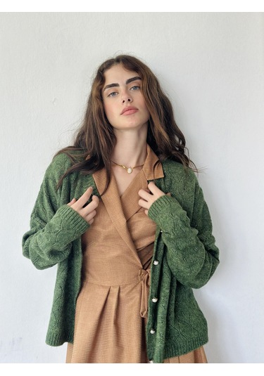 Retrobird Lady Kruvaze Midi Elbise Kadın Taba-13442-taba