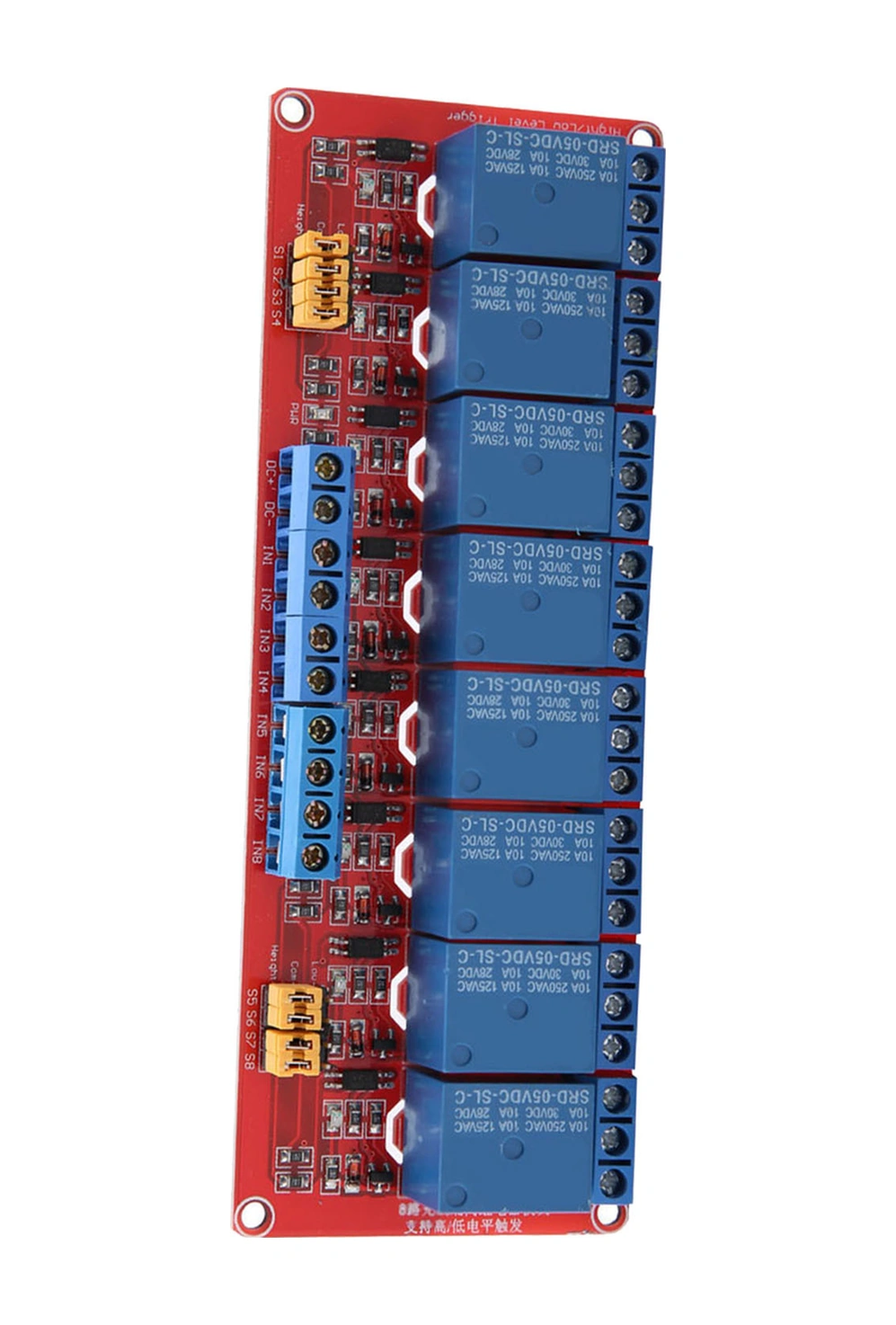 Tenfowee 5v 8 Yollu Röle Modülü - Fotokoppler İzolasyonlu, Yüksek/düşük Seviye Tetiklemeli, Kırmızı Pcb