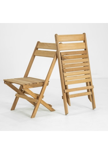 Flat Kayın Ahşap Katlanır Bahçe Balkon Sandalyesi Ahşap
