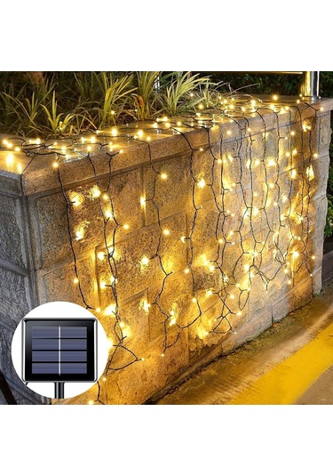 Soulader Su Geçirmez 200 Led Solar Aydınlatma Bahçe Dış Mekan Aydınlatma Dekoratif Işıklı Zincir Sarı