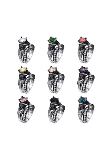 Sones Kafatası Yüzük Punk Tarzı Moda Takı, Yüzük Boyutu: 9 Beyaz