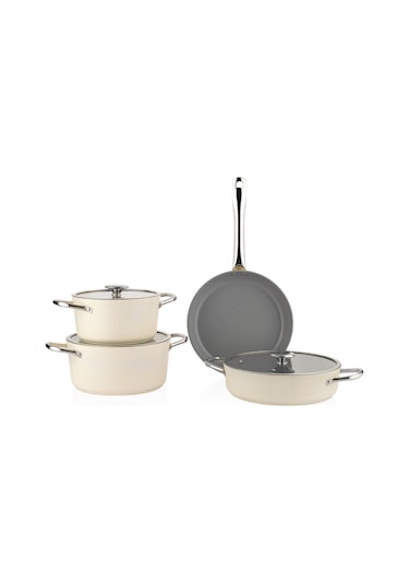 Schafer Gravita Seramik Tencere Seti 7 Parça-krem