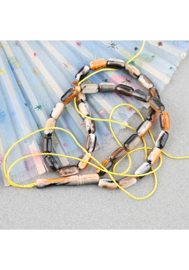 Galalit Arpa Kesim 7x12mm Tesbih -püskülsüz Kahverengi - Siyah