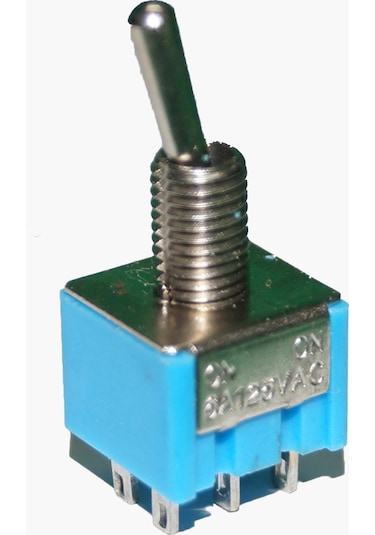 Mini Toggle Switch On-on 6 Pin 2 Kutup 6a 125vac Mavi Anahtar Mts-202
