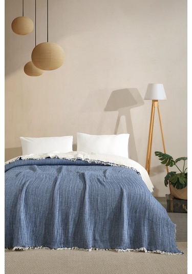 Varol 5 Katlı %100 Pamuk Müslin Yatak Örtüsü 230x240 Cm Lacıvert/cıftkısılık Lacivert