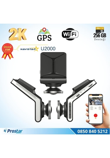 U2000 Wifi + Gps 1440p 170 Geniş Açı Gece Görüşlü Akıllı Araç İçi Kamera