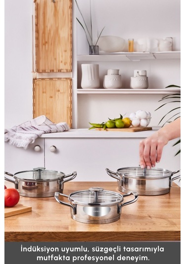 Karaca Vapor New İndüksiyon Tabanlı 6 Parça Çelik Sahan Set
