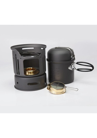 Alocs Alkol Ocaklı Pişirme Seti 1 2 Kişilik Çantalı Set Çok Renkli