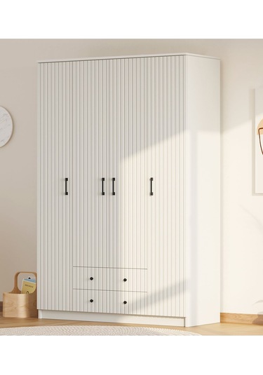Rabi Mobilya İrem Country 4 Kapak 2 Çekmeceli Mega Gardırop