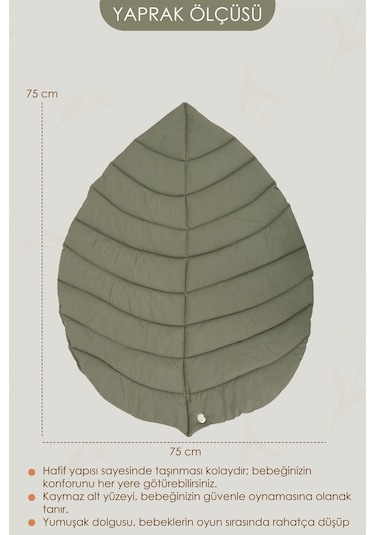 Mordesign Bebek Oyun Alanı,ayı Bebek Aktivite Matı,yaprak Oyun Matı, Bebek Egzersiz Set,baby Gym Seri, Haki