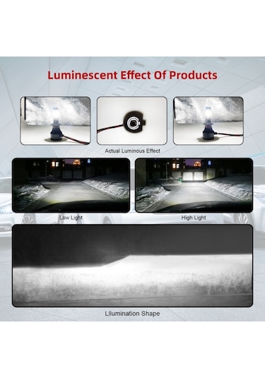 Sones Adet S2 9004 / Hb1 Dc9-36v / 25w / 6000k / 2500lm Ip68 Araba Led Far Lambaları Soğuk Beyaz