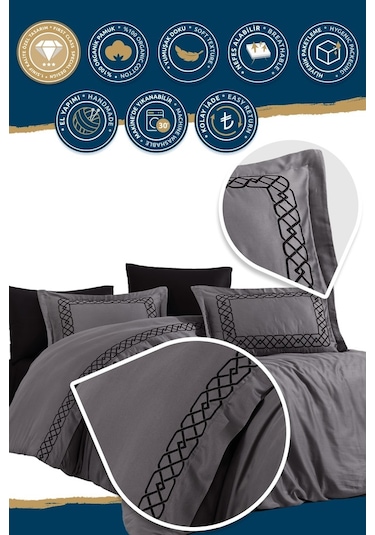 Nazik Home Vienza Antrasit Nevresim Takımı Çk