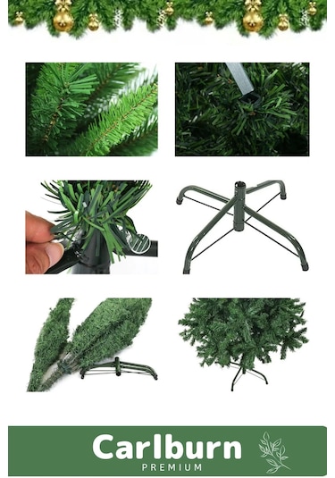 Kutulu Süsleme Seti Yılbaşı Çam Ağacı Renkli Işığı Yeni Yıl 2025 Süsleri Noel Paketi 150 Cm 220 Dal