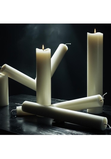 Soya Parafinli Beyaz Çap:5 Cm Boy:25 Silindir Blok Mum 3 Adet 50 Saat Yanma Süreli Beyaz Beyaz