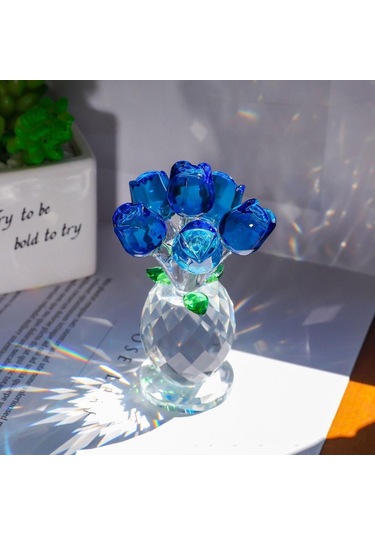 Şeffaf Taban Mini Cam Çiçek Heykeli Süsü Yapay Çiçek Figürin Yıl Dönümü Style 10