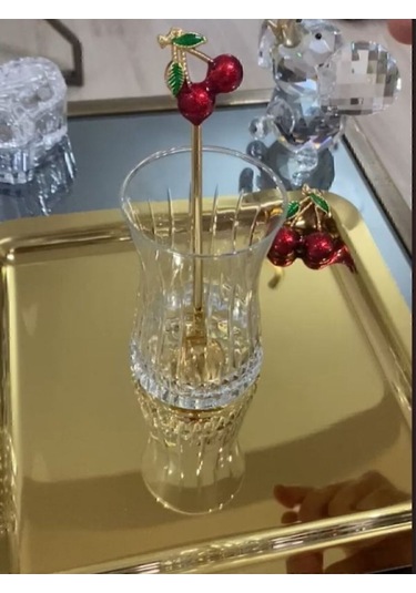 6 Adet Kirazlı Çay Kaşığı Seti Dekoratif Çay Kaşığı Seti