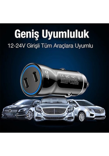 Ally Te-p61 2 Type-c Çıkışlı Araç İçi Çakmaklık Hızlı Şarj Başlı