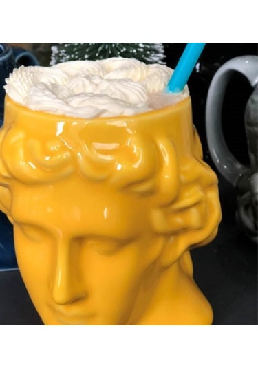 Büyük Kapasiteli Seramik Kupası İspanya Antik Yunanistan Apollo David Başkanı Kupa Heykel Kahve Fincanı Masaüstü Süsler Ofis Kalem Tutucu Kupalar Sarı A