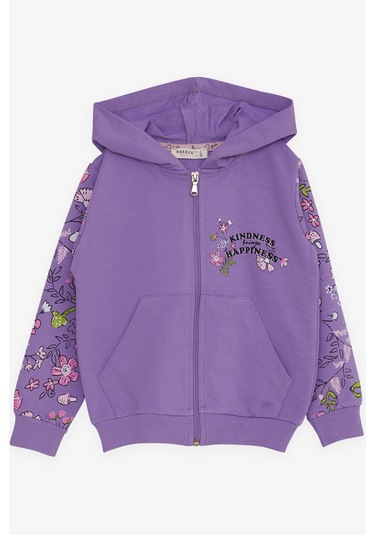 Breeze Kız Çocuk Hırka Çiçek Baskılı 1-4 Yaş, Lila