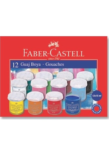 Faber Castell Guaj Boya 12 Renk 15 ML Şişe Çok Renkli
