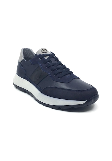 Taşpınar Lisans %100 Hakiki Deri Ortopedik Erkek Günlük Yazlık Bağcıklı Spor Ayakkabı 40-44 Lacivert