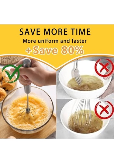 Fortunelane Paslanmaz Çelik Yarı Otomatik Çırpma, El Frother Ve Wisking Aracı, Yemek Yumurta Çırpıcı, Yumurta Döndürücü, Yumurta Paslanmaz Çelik