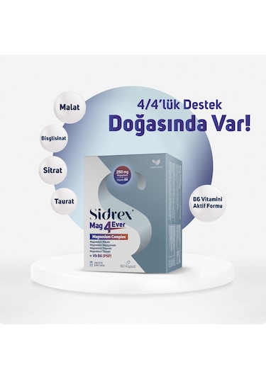 Sıdrex Mag4ever Magnezyum Ve Vitamin B6 İçeren Takviye Edici Gıda 60 Kapsul