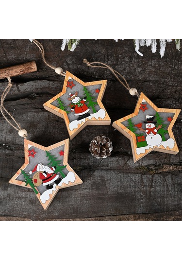 Monyee Led Işıklı Ahşap Yıldız Asağı - Ev Dekorasyonu, Yumuşak Işık, Pratik Ve Yenilikçi Tasarım