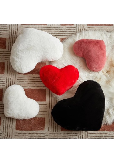 Yaleker Kırmızı Kalp Yastığı, Sevimli Yumuşak Poyraz Kumaşı, 30x25cm, Sevgi Hediyesi, Oturma Odası Dekoru, Kadınlar İçin Valentine Hediyesi Kırmızı