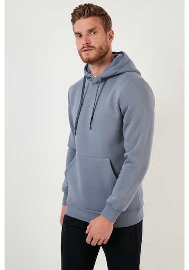 Buratti Regular Fit Kapüşonlu Kanguru Cepli Içi Tüylü Yumuşak Şardonlu Erkek Sweat 5905281 Koyu Gri
