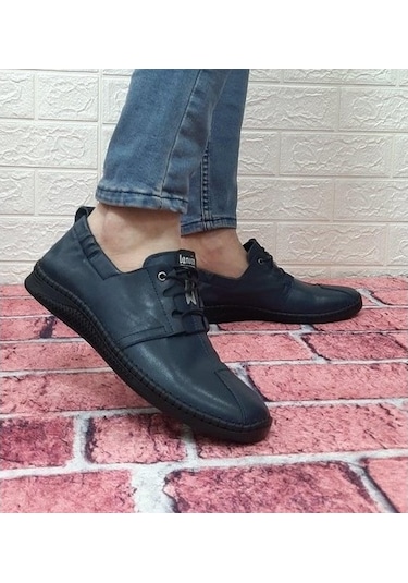 Voyager 5146 Lacivert Hakiki Deri Ortapedik Erkek Ayakkabı